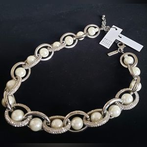 NWT "White House Black Market" Glass Pearls & Bling 17" Necklace 💜